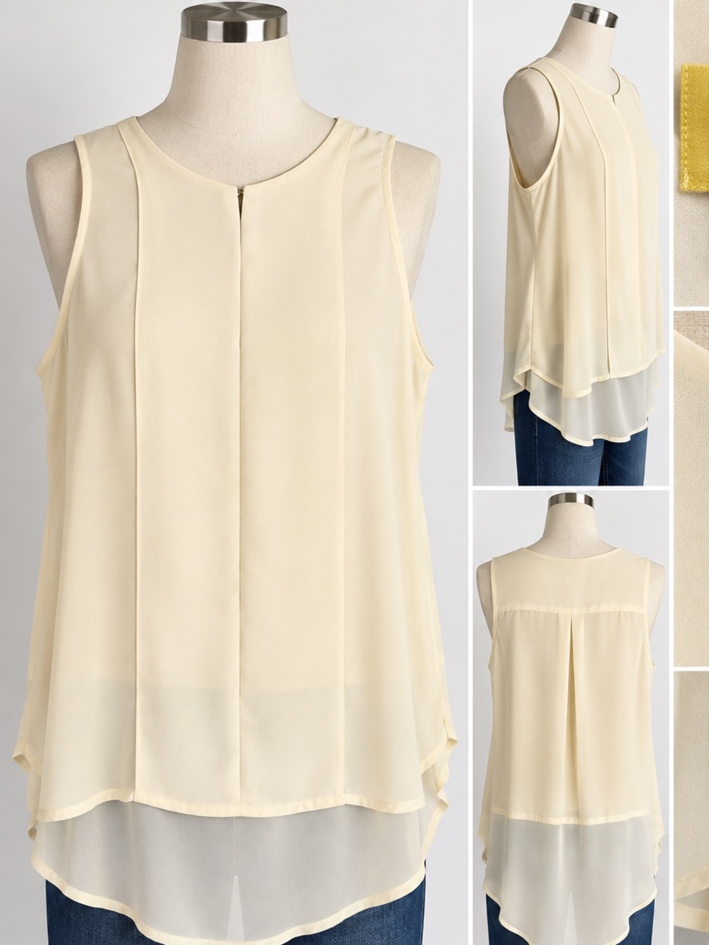 Maeve by Anthropologie Sleeveless Blouse Size 10 Ivory Cream Flowy